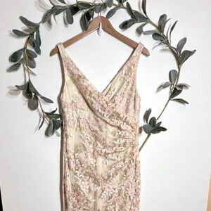 Lauren Ralph Lauren Cream and Pink Floral Formal Dress LAST CALL